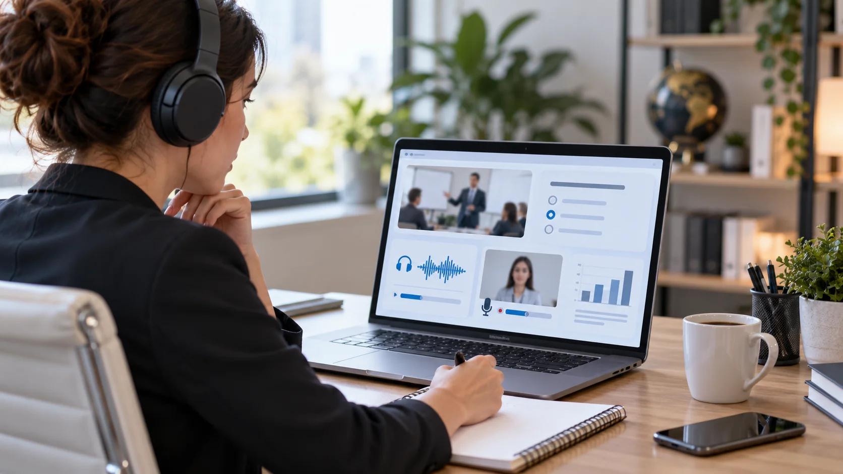 iTEP Business Core ve Plus deneme sınavına bilgisayar üzerinden hazırlanan profesyonel çalışan